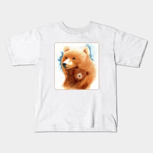 Little Bear and Mom Watercolor Painting Kids T-Shirt